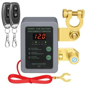 Coupe Circuit Batterie 12V, Coupe Circuit, Disjoncteur de Batterie T&eacute;l&eacute;command&eacute; Sans Fil, Interrupteur D'arr&ecirc;t Automatique avec Affichage LED pour Voiture, Camping-Car, ATV, Bateau (Gray) (Kedifoai, neuf)