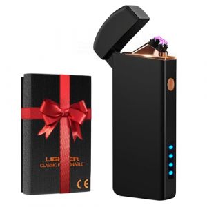 Cadeau Homme, Coquimbo Briquet Electrique Rechargeable Double Arc avec USB Câble, Longue Durée Coupe-Vent Briquet pour Bougie, Barbecue, Cadeau Anniversaire Homme/Femme (PerPing, neuf)