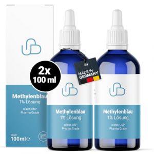 Schweizer Naturals® Solution de bleu de méthylène 1% pure qualité pharmaceutique USP, de solution aqueuse, sans additifs, qualité contrôlée en laboratoire, fabriquée en Allemagne (2x 100 ml) (Schweizer Naturals, neuf)