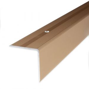 PROVISTON | Nez de marche | Alu anodisé | Bronze clair | Largeur 40 mm | Hauteur 42 mm | Longueur 1000 mm | Nez de marche à visser | Nez de marche escalier | Cornière alu | 1 pièce (VLD Trade GmbH, neuf)