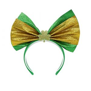 Watreketal Bandeau de vacances, bandeau vert scintillant pour les cheveux, bandeau de fête, bandeau de vacances, bandeau trèfle (Xuanlang Trading, neuf)