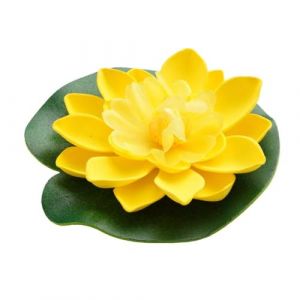 Fleur de lotus artificielle flottante en mousse avec coussin de nénuphar, plantes artificielles pour étang, décoration de jardin, d'aquarium et de piscine (jaune) (QUXIALI, neuf)