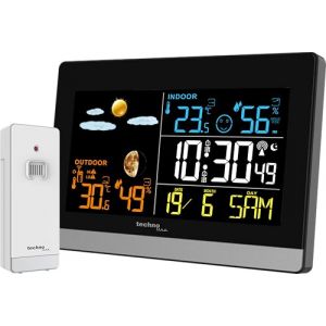 Technoline WS6455 Station m&eacute;t&eacute;o avec temp&eacute;rature int&eacute;rieure et ext&eacute;rieure, humidit&eacute; int&eacute;rieure et ext&eacute;rieure, &eacute;cran LED color&eacute; (Profiline24, neuf)