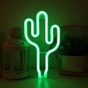 Bipily Cactus Neon Light LED Sign Cactus Lampe Applique murale Lampe Chambre D&eacute;cor Batterie USB Exploit&eacute; Neonpour Bar Chambre pour enfants de soir&eacute;e de mariag-vert cactus (Bipily FR, neuf)