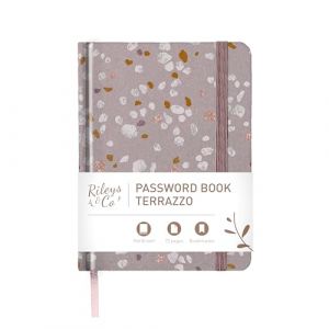 Rileys & Co. Carnet de Mot De Passe Avec Onglets de A à Z - Cahier Répertoire Alphabétique De Mot De Passe - Livre De Mot De Passe, Conserver Vos Identifiants Web (15,2 x 11,4 cm, Terrazzo Rose) (MAU Brands - Europe, neuf)