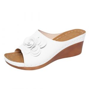 Allbestop Chaussures Femme Compensées,Sandales Compensées Chaussons Été Mules Confortable Nu Pieds Sandale Orthopédique Femme,Talon Sexy Chaussure Sandales et pour Tong Épaisses Plage d'été(Blanc,41) (WULOFA, neuf)