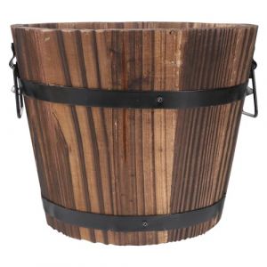Cabilock Pot De Fleurs en Bois Carbonis&eacute; Style Tonneau Jardin Ext&eacute;rieur Int&eacute;rieur avec Drainage L&eacute;ger pour Plantes Et Succulentes D&eacute;coration Maison Bureau (Gustell, neuf)