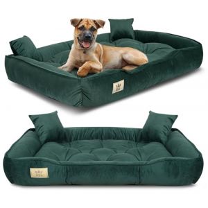 Un lit pour très Grands Chiens XXL 130x105 cm | Lit pour Chien Lavable, Ultra Doux | Canapé Chien Orthopedique | Moelleux et Douillet, Super Doux | Made in EU Vert (AIO FACTORY GmbH, neuf)