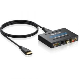 eSynic Extracteur HDMI Audio 4K 1080P Adaptateur vers HDMI Optique TOSLINK Sortie Audio Analogique SPDIF/Stereo L R/3,5mm Convertisseur avec Interrupteur de Puissance pour DVD XBOX Moniteur (GGY FR, neuf)