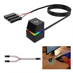 Nizirioo 2M Bouton d'alimentation PC Case Accessoires, Démarrage à distance Carte mère PC Power On/Off Câble d'extension avec lumière LED, ordinateur, composants et accessoires (Yvan-Sarl, neuf)
