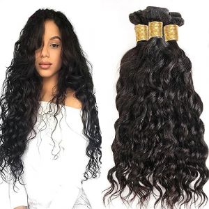 Extensions de cheveux Bundle de tissage de cheveux brésiliens vague naturelle brute 3/4 Bundle 8-40 pouces eau vague profonde Bundle Extension de tissage de cheveux Faisceaux de cheveux humains(18 20 (qiyueshanghang, neuf)