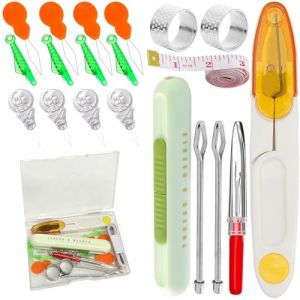 20 Pièces Enfile Aiguilles Kit avec 4 enfile-aiguilles de type / 5 outils de couture à la main et boîte de rangement transparente pour pour la couture, le DIY et les travaux manuels (SHAODONGSHANGMAO, neuf)