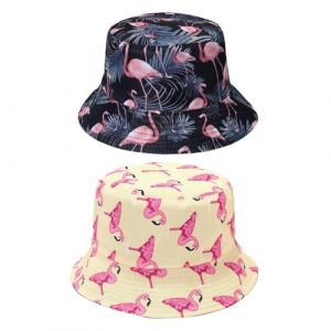 Seau Imprim&eacute; Flamant Rose, 2 Pi&egrave;ces Chapeau De Protection Solaire D'Ext&eacute;rieur pour la Plage et la P&ecirc;che Unisexe (BITTERWEN LTD, neuf)