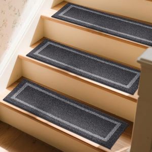 COSY HOMEER Tapis Escalier 70 x 22 cm (4 pièces), Moquette Escalier Antidérapant avec Dos en TPE, Marchettes d'Escalier Lavable en Machine, Idéal pour Enfants, Personnes Âgées et Animaux (COSY HOMEER, neuf)