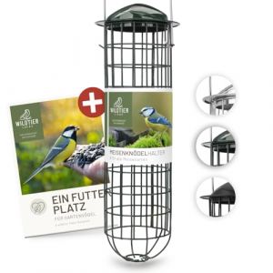 WILDTIER LIEBE Distributeur de boules de graisse 31 cm, vert - Distributeur de nourriture pour oiseaux en métal inoxydable - Station d'alimentation pour oiseaux sauvages, silo d'alimentation pour (Görges Naturpharma GmbH, neuf)