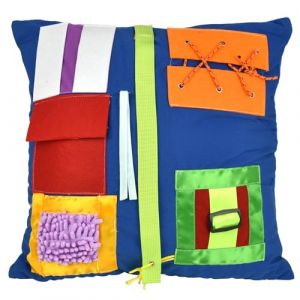 Coussin anti-d&eacute;mence, coussin d'activit&eacute; sensorielle pour personnes &acirc;g&eacute;es, 43 x 43 cm, coussin th&eacute;rapeutique, stimulation c&eacute;r&eacute;brale pour la maladie d'Alzheimer et apaiser (Celley Direct, neuf)