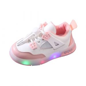 Basket Enfant Fille LED Lumineuse 0-6 Ans Chaussure Fille Montante Scratch Sport Running Pas Cher Mode Mesh Panda Mignon Confortable Sneakers Fille Caoutchouc (23 EU, D-Rose) (SoLu DAY8, neuf)
