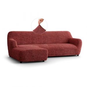 Paulato - Housse de canapé avec méridienne à Gauche en Microfibre Unie, Tissu Anti-Rayures Lavable en Machine, Technologie WavyTech et Certification Oeko-TEX - Made in Italy - Vittoria - Bordeaux (Paulato, neuf)