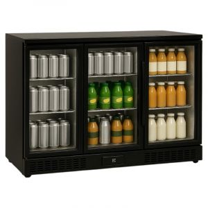 Arrière-Bar Réfrigéré - 3 Portes Vitrées Coulissantes – 320 L – Température 2°C à 8°C – Éclairage LED – Dégivrage Automatique – Compact et Économique (PESAGE-MB, neuf)