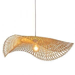 FAZRPIP Luminaire Suspendu en Osier de Lustre en Bambou Vintage &agrave; 1 lumi&egrave;re, Abat-Jour Artisanal en Forme de Chapeau de Paille tiss&eacute; &agrave; la Main, Abat-Jour Suspendu pour Bar, caf&eacute;, Restaurant (ZHONGXINBAIHUO, neuf)