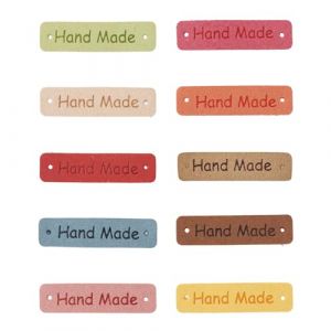 PandaHall Lot de 50 &eacute;tiquettes faites &agrave; la main en similicuir, &eacute;tiquettes &agrave; coudre, &eacute;tiquettes emboss&eacute;es avec trous pour DIY couture, jeans, sacs, chaussures, chapeaux et accessoires (Yilisi Jewelry, neuf)
