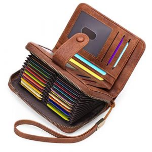 GAEKEAO Portefeuille Grand - Portefeuille Moyen Porte-Monnaie Femme Portemonnaie en Cuir Grande capacité - avec Protection RFID - avec 14 Compartiments pour Cartes et Petite Poche pour la Monnaie (GZPEIY, neuf)