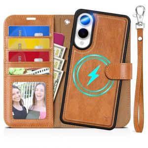 TUCCH Coque pour Galaxy S25 Edge 5G 2025, 2-en-1 D&eacute;tachable Etui Portefeuille Dragonne [RFID Blocage] Fentes Cartes Cuir Synth&eacute;tique Support Protection Antichoc pour S25 Edge 6,7" - Brun Clair Textur&eacute; (EC-GLOBAL FR, neuf)