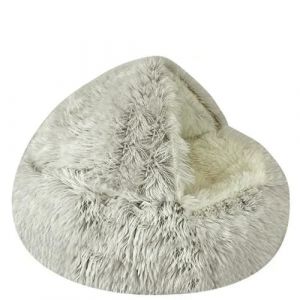 NYSBH Niche chaude pour animal domestique Panier d'hiver en peluche longue ronde Coussin Sac de couchage Nid Niche pour petit chien chat (WenXiYueShengRiYongBaiHuo, neuf)