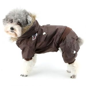 Zunea Combinaison d'hiver rembourr&eacute;e imperm&eacute;able pour Petit Chien et Chat Chaud Manteaux Sweats &agrave; Capuche V&ecirc;tements pour Chiot Chihuahua Marron XL (Qingqiuk, neuf)