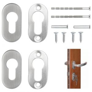 OQKAHIV 4 pcs de capuchons de verrouillage ovales en acier inoxydable mat pour portes int&eacute;rieures et ext&eacute;rieures avec cylindre profil&eacute; ovale, Couvercles en acier inoxydable pour trous de serrure (OQKAHIV, neuf)