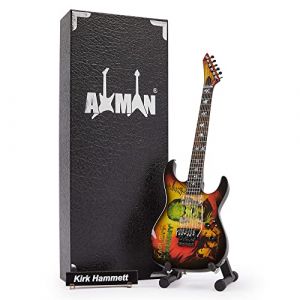 AXMAN Kirk Hammett Réplique de Guitare Miniature – Cadeaux de Musique – Ornementale Faite à la Main Échelle 1/4 – Boîte de présentation, étiquette de nom et Support de Guitare Miniature Inclus (Axman Miniature Guitars, neuf)