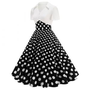 Robe Vintage Années 50 Femme Retro Rockabilly Pin Up Chic Et Elegante Robes Au Genou Dos Nu Année 50s Swing Décontractée Dress De Retour Soirée Mariage Cérémonie Audrey Hepburn (qiaoxiahe, neuf)