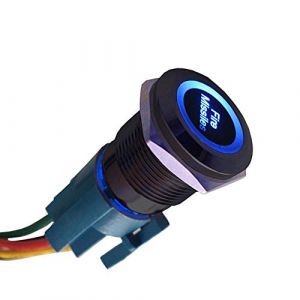 ETOPARS Noir Coque 19mm Bleu Lumi&egrave;re 12V Bouton Poussoir D&eacute;marrage Voiture Interrupteur Momentan&eacute; Allumage Int&eacute;rieure Fire Missiles Prise de Fil (Etocars, neuf)