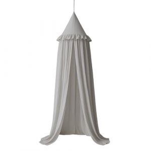 Wonder Space Ciel de Lit avec Volants pour Enfants, Couleur Neutre Pastel, Frills Tente en Coton, Salle de Pépinière et Rideau de Lit Bébé Suspendu, Moustiquaire Décoratif Coin Lecture (Gris) (Wonder Space EU, neuf)