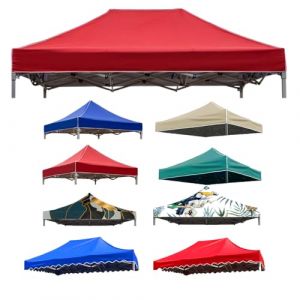 Toile de Rechange pour pavillon tonnelle Tente Toit de Remplacement Gazebo de Jardin Tissu Polyester Haute densité, Anti-UV 50+ pour Jardin, Terrasse, Marché Pavillon (Red,3X6M(10'x20')) (LFUK3, neuf)