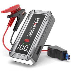 PGNOOGE 4000A 24600mAh Bosster De Batterie Voiture (8,5 L D'Essence/7,0 L De Diesel),12V Start Booster Batterie Vehicule avec Bouton De D&eacute;Marrage Forc&eacute; Et Sortie USB Grand &eacute;Cran LCD Lumi&egrave;Re (FOWAWU FR, neuf)