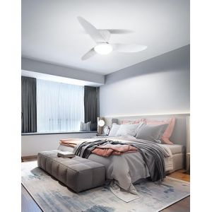Sararoom 100cm Ventilateur de Plafond avec Lumiere, Ventilateur de Plafond LED Dimmable avec Télécommande, Hélice à 3 pales, 6 vitesses, 3000K~6500K Modernité Ventilateur Plafond (Blanc) (firstpay, neuf)