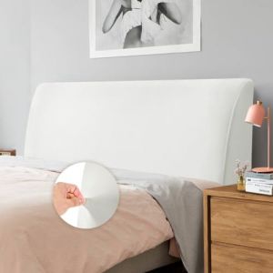 Caijin Housse de t&ecirc;te de lit extensible, r&eacute;sistante &agrave; la poussi&egrave;re, pour t&ecirc;te de lit capitonn&eacute;e en lin (blanc, 180 &agrave; 203 cm, tr&egrave;s grand lit) (MDH-FR, neuf)