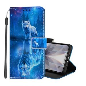 Lonrapa Coque pour Samsung Galaxy S8 Color&eacute; Motif Etui Portefeuille Protection Housse en PU Cuir &agrave; Rabat Case Antichoc Cover avec Porte Carte Coque pour Galaxy S8 - Loup Bleu (Lonrapa, neuf)