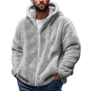 G&eacute;n&eacute;rique Veste Polaire Homme Blouson Polaire Blousons en Peluche Chaud Manteau Teddy Fleece Double Face Hoodie avec Fermeture &Eacute;clair Veste Pilou Pilou Homme Outerwear Cardigan V&ecirc;tements 01 Gris L (peibaishuno, neuf)