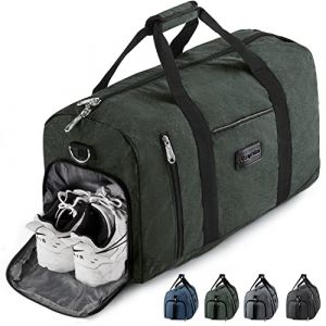 Rieeyrslza Sac de Sport 39L avec Compartiment Chaussures - Grande Capacité, Waterproof, Multifonction pour Voyage Weekend - Sac à Bandoulière ou Fourre-Tout (Vert Armée o1) (Weiao, neuf)