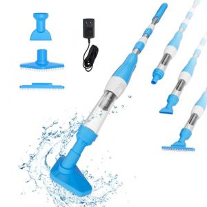 PoolyPoly Aspirateur de Piscine sans Fil, 3 en 1 Nettoyeur Électrique à Batterie Rechargeable, Aspirateur Manuel pour Petites Piscine, Jacuzzi, Spa, 90 Minutes d'Autonomie, Bleu (YSMJ, neuf)