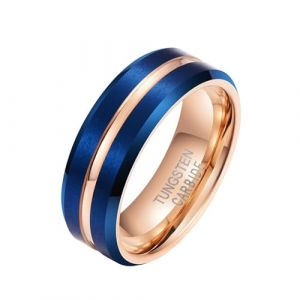 Homxi Bague Tungstène Femme Homme Personnalisable,Rond avec 8MM Alliance Homme Bleu Or Rose Bague Homme Taille 72 (HomXie, neuf)