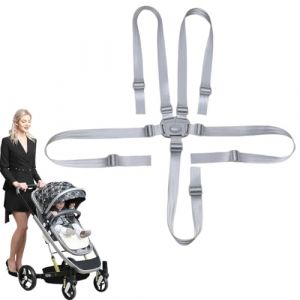 LOMSUXA Harnais Chaise Haute, Ceinture Chaise Haute Bebe,5 Points pour Harnais de Sécurité Réglable Sangle，Universelle Pour Haise Haute, Pour Haise Haute/Poussette Attache (SHUFANG UK SHOP, neuf)