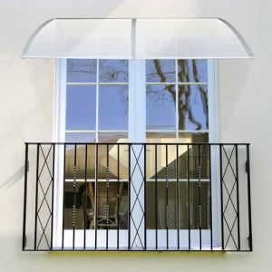 Auvent pour Porte d'entr&eacute;e Marquise Porte Exterieur de Toit Auvent en Arc de Hangar en Polycarbonateet Cadre pour Maison de Fen&ecirc;tre de Balcon de Garage,100 * 200cm (Hechheu, neuf)