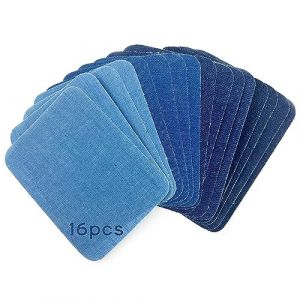Nutabevr 16 pièces Denim Jeans Patchs à Repasser, Patch Thermocollant Vetement, Coton patchs de réparation,Qualité Denim Patch en Tissu Pour Décoration Réparation Jeans,vestes,Bricolage,Sac à main (Timkatt Store, neuf)
