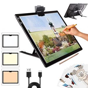 Table lumineuse rechargeable A3 avec support, bloc lumineux LED sans fil, 3 couleurs à intensité variable et 6 plaques lumineuses à intensité variable pour dessin, peinture, radiographie (iVAOOZE EU, neuf)