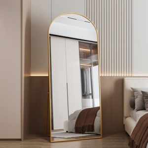 KeepGoon Miroir Complet Bomb&eacute; 180 x 80 cm - sur Pied, &agrave; Suspendre ou Appuy&eacute; - pour Chambre &agrave; Coucher et Dressing - Cadre en Aluminium, Coins Arrondis (libingshuai, neuf)