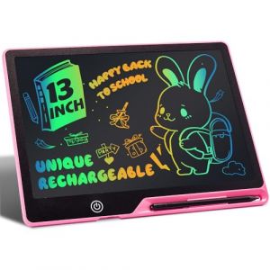Tablette d'écriture LCD 13 Pouces Rechargeable, Portable Tablette Dessin Enfant Effaçable Écriture, Dessin et liste de mémorisation Ardoise Magique Educatif Cadeau pour Enfants Jouets Rose (RainbowMarkt, neuf)