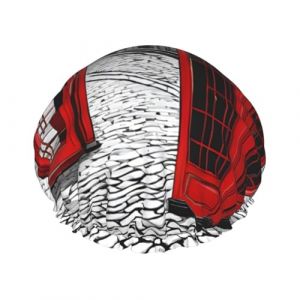 Bonnet de douche double couche doublé motif cabine téléphonique londonienne rouge, réutilisable (QICHENBO, neuf)